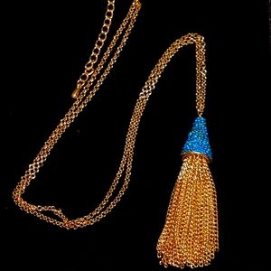 Teal and gold fashion necklace